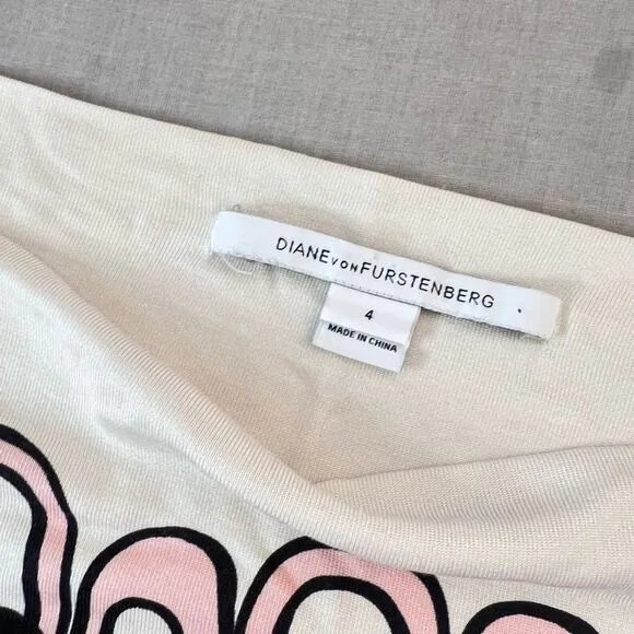 Diane Von furstenberg Ruri silk jersey boat neck chain print dress size 4