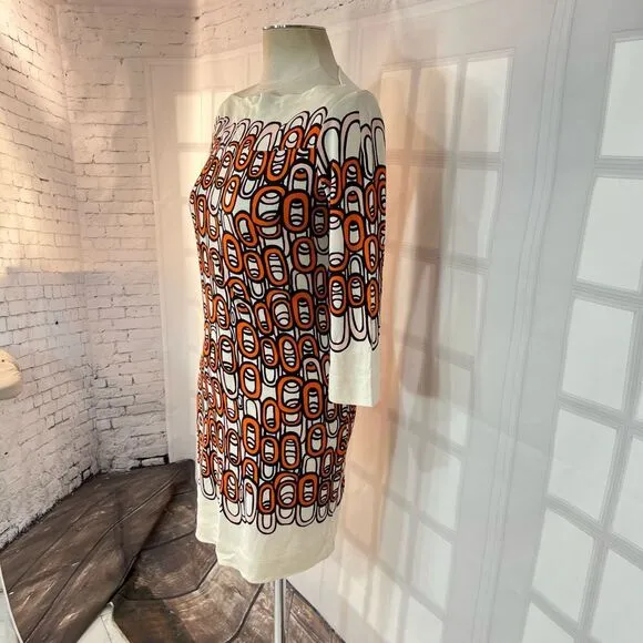 Diane Von furstenberg Ruri silk jersey boat neck chain print dress size 4