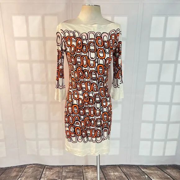 Diane Von furstenberg Ruri silk jersey boat neck chain print dress size 4