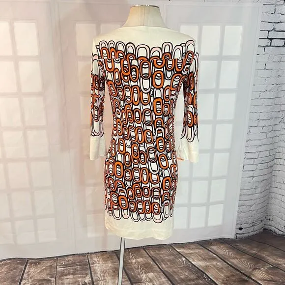 Diane Von furstenberg Ruri silk jersey boat neck chain print dress size 4