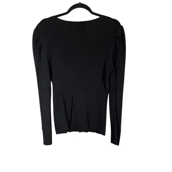 Diane Von Furstenberg Top Women XL Black Ribbed Scoop Neutral Minimalist DVF