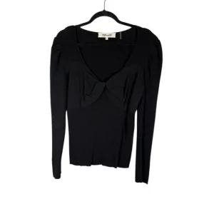 Diane Von Furstenberg Top Women XL Black Ribbed Scoop Neutral Minimalist DVF