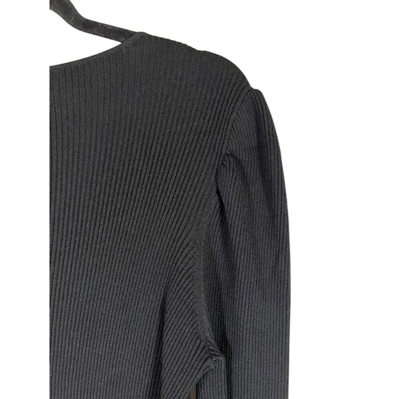 Diane Von Furstenberg Top Women XL Black Ribbed Scoop Neutral Minimalist DVF