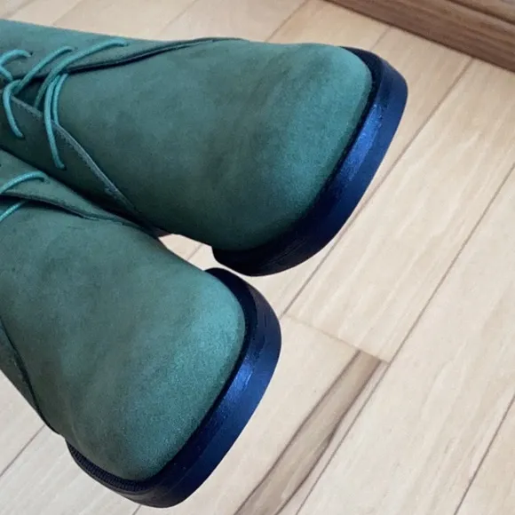 DIBA Cline pistachio cow suede booties, women’s size 7