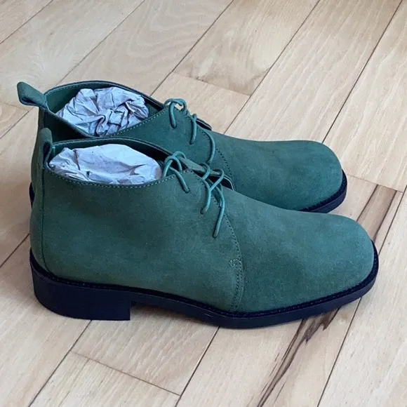 DIBA Cline pistachio cow suede booties, women’s size 7