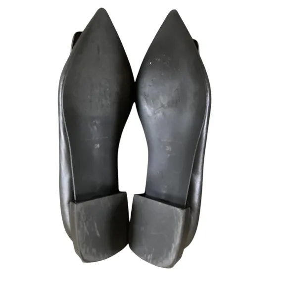 Dibia Women's Black Leather Flats Pointed Toe Architectural heel Made in Spain