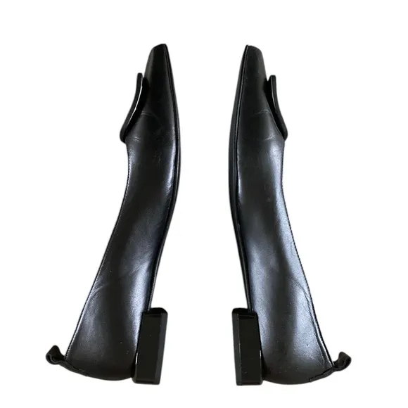 Dibia Women's Black Leather Flats Pointed Toe Architectural heel Made in Spain