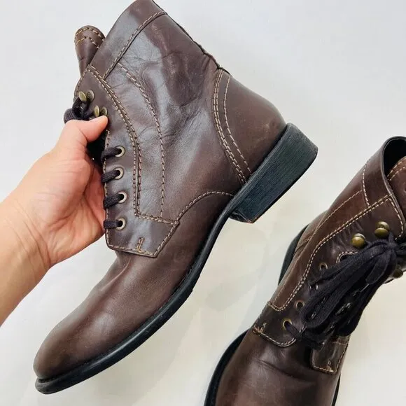 Diesel Men’s The pit lace up leather boots, Brown, Size 43