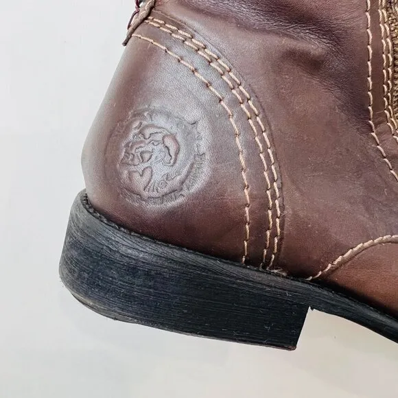 Diesel Men’s The pit lace up leather boots, Brown, Size 43