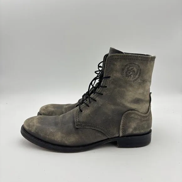 Diesel Norman Distressed Leather Combat Boots Men's 43 US 10