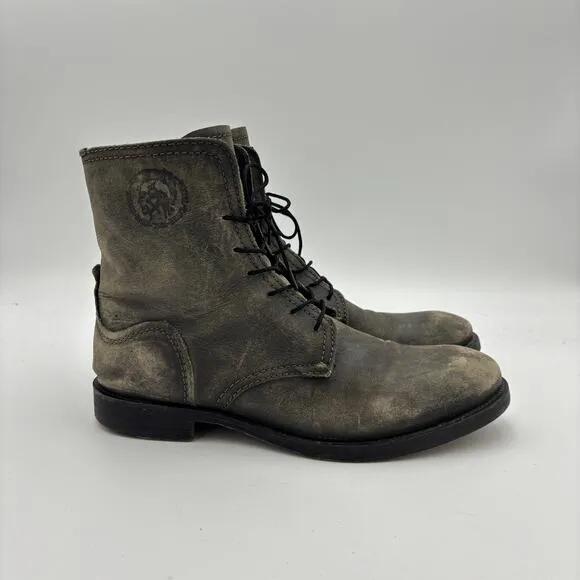Diesel Norman Distressed Leather Combat Boots Men's 43 US 10
