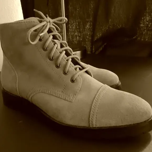 Dingo Hutch Boots Men's 11.5D Taupe Suede Leather Lace-up Block Heel