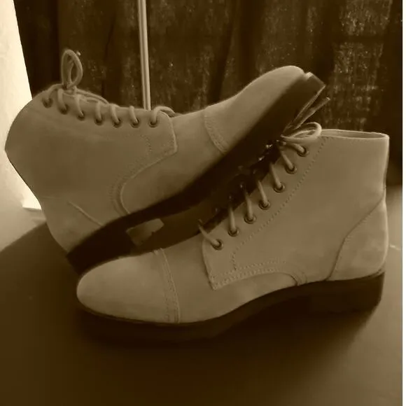 Dingo Hutch Boots Men's 11.5D Taupe Suede Leather Lace-up Block Heel