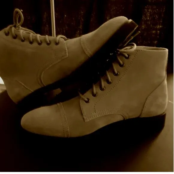 Dingo Hutch Boots Men's 11.5D Taupe Suede Leather Lace-up Block Heel