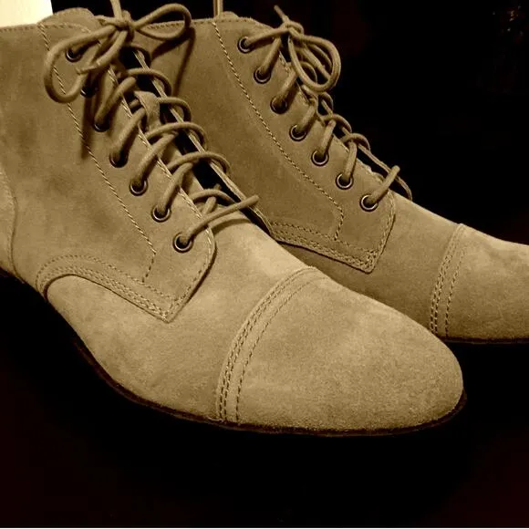 Dingo Hutch Boots Men's 11.5D Taupe Suede Leather Lace-up Block Heel