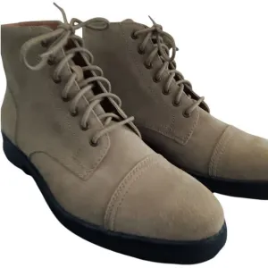 Dingo Hutch Boots Men's 11.5D Taupe Suede Leather Lace-up Block Heel
