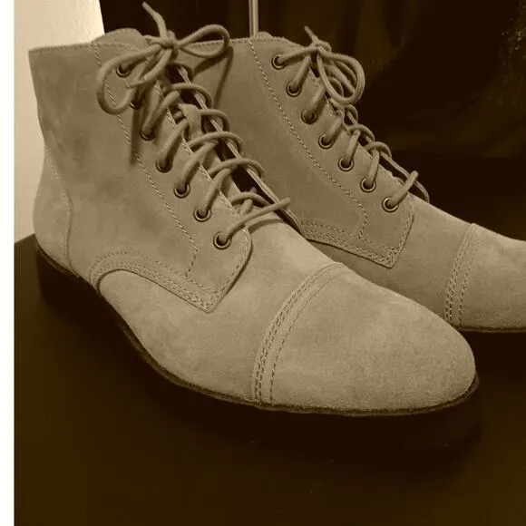 Dingo Hutch Boots Men's 11.5D Taupe Suede Leather Lace-up Block Heel
