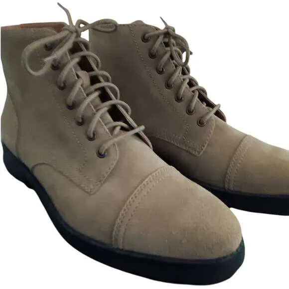 Dingo Hutch Boots Men's 11.5D Taupe Suede Leather Lace-up Block Heel