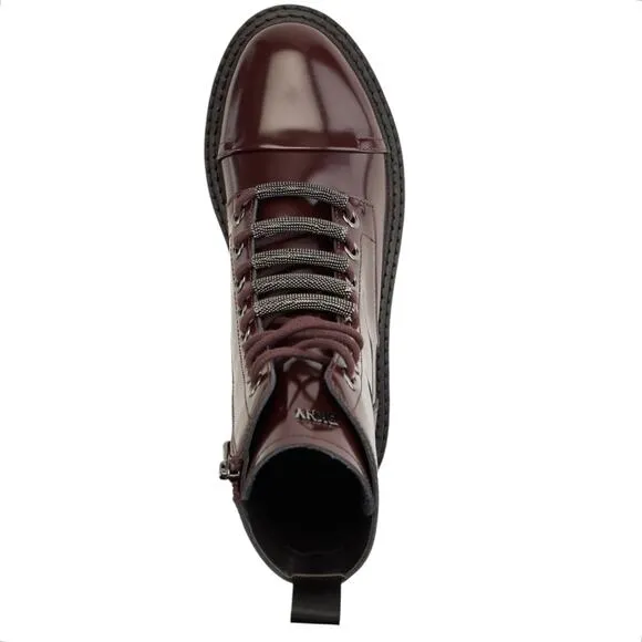 DKNY Women's Malaya Lace Up Combat Boots Dark Red Size 8