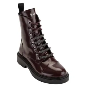 DKNY Women's Malaya Lace Up Combat Boots Dark Red Size 8