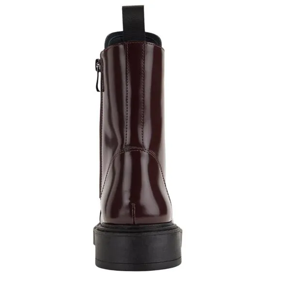 DKNY Women's Malaya Lace Up Combat Boots Dark Red Size 8