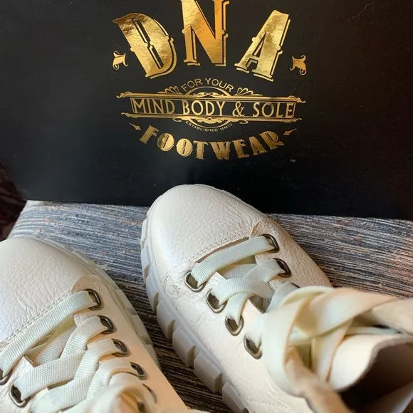 DNA Footwear Taupe Leather Chunky Lug Sole Lace up Sneaker Boot