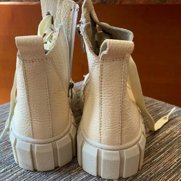 DNA Footwear Taupe Leather Chunky Lug Sole Lace up Sneaker Boot