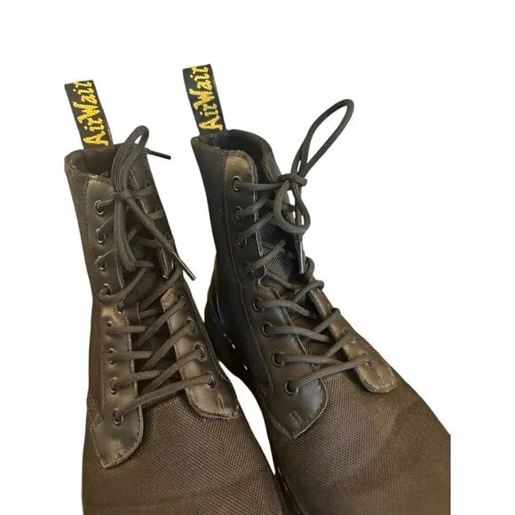 Doc Dr Martens Combs Boots Combat Black Canvas Mens Sz 10 Tactical Grunge Lace