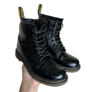 Doc DR Martens Delaney Boots 1460 Lace-Up black combat Unisex Kids Size 3