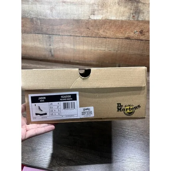 Doc Dr Martens Jadon White Leather Platform Lace Up Combat Boots Women's Size 6