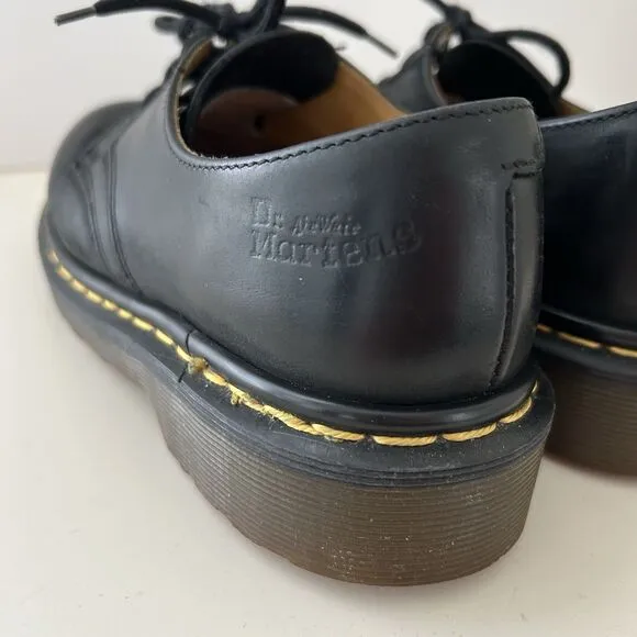 DOC DR MARTENS Vtg 1990s Made In England Oxford Kids Shoes Sz UK 3 US 4 Black
