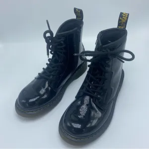 Doc Martens Black Patent Leather Combat Boots 1460 Girls Size 3