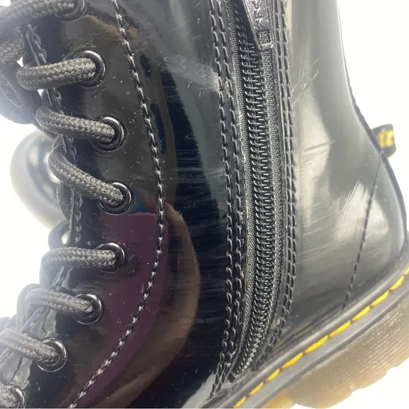 Doc Martens Black Patent Leather Combat Boots 1460 Girls Size 3