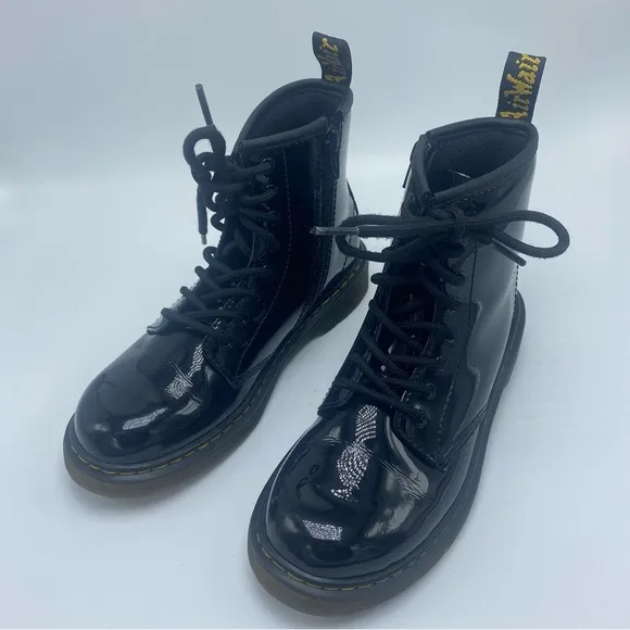 Doc Martens Black Patent Leather Combat Boots 1460 Girls Size 3