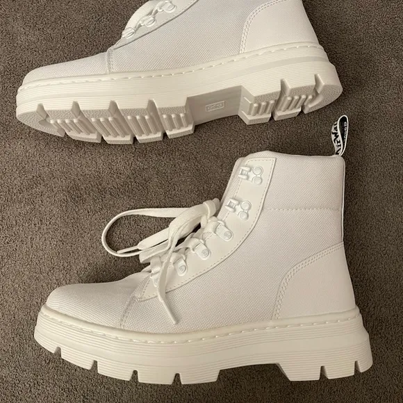 Doc Martens Combs W Combat Boots Women's Size 9 All White Air Ware Nylon