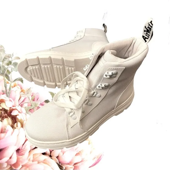 Doc Martens Combs W Combat Boots Women's Size 9 All White Air Ware Nylon