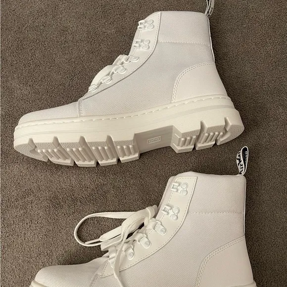 Doc Martens Combs W Combat Boots Women's Size 9 All White Air Ware Nylon