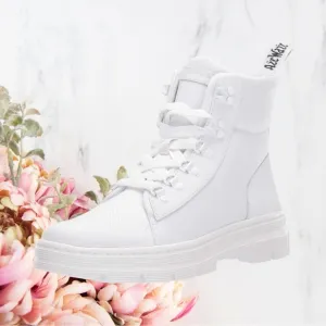 Doc Martens Combs W Combat Boots Women's Size 9 All White Air Ware Nylon