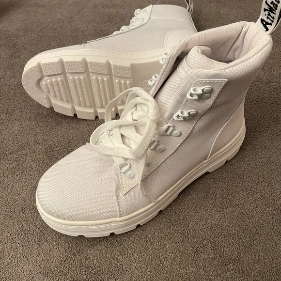 Doc Martens Combs W Combat Boots Women's Size 9 All White Air Ware Nylon