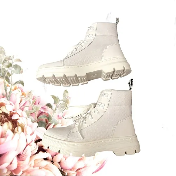 Doc Martens Combs W Combat Boots Women's Size 9 All White Air Ware Nylon