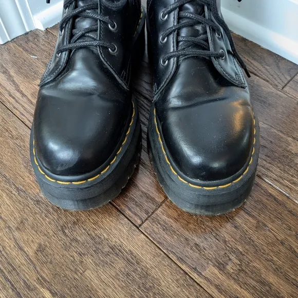 Doc Martens Men's Black Leather Jadon Platform Lace Up Combat Boots 10