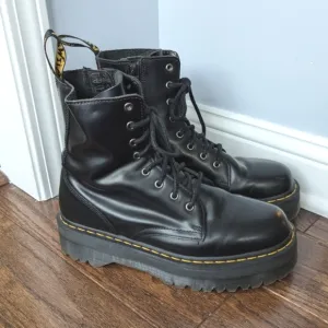Doc Martens Men's Black Leather Jadon Platform Lace Up Combat Boots 10