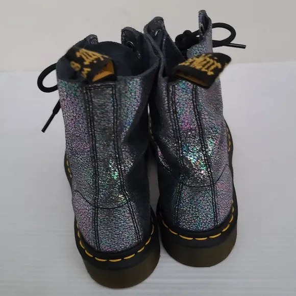 DOC MARTENS Pascal gray iridescent combat boots