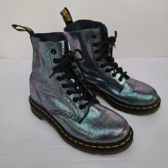 DOC MARTENS Pascal gray iridescent combat boots