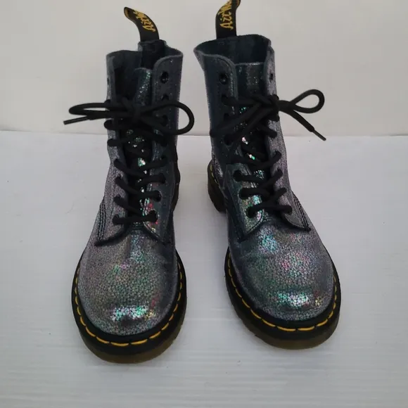 DOC MARTENS Pascal gray iridescent combat boots