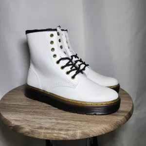 Doc Martens White Zavala Combat Lace-Up Ankle Boots Women’s 9 / Men’s 8
