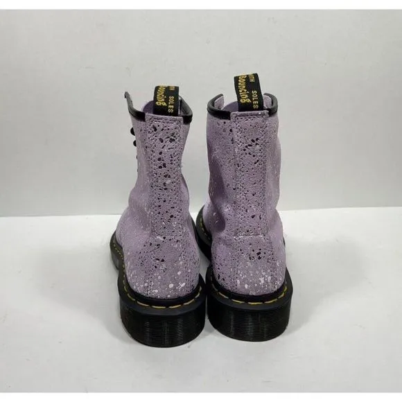 Doc Dr. Martens Combat Boots Womens Size 6 Metallic Splatter 30770 Goth Grunge