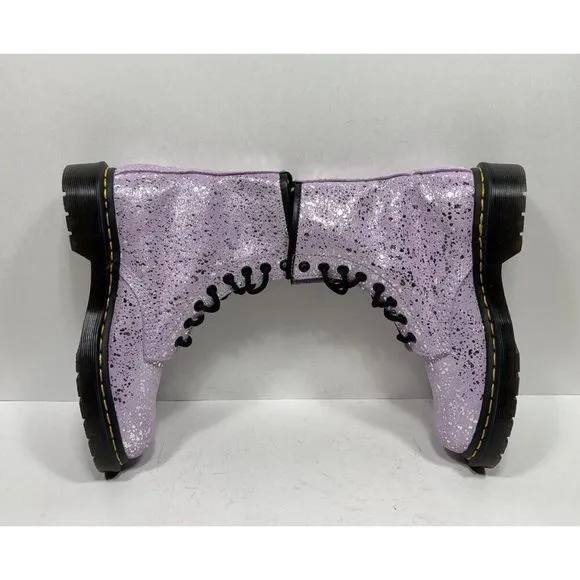 Doc Dr. Martens Combat Boots Womens Size 6 Metallic Splatter 30770 Goth Grunge