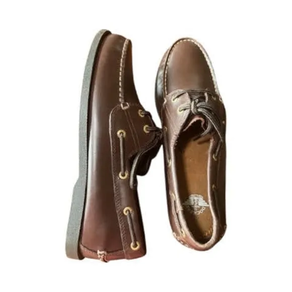 Dockers Dark Brown Leather Vargas Boat Shoes with Moccasin Construction 10M