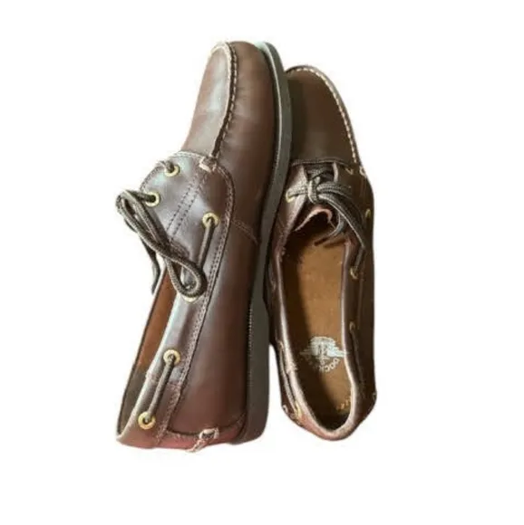 Dockers Dark Brown Leather Vargas Boat Shoes with Moccasin Construction 10M